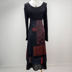 Y2K Donna Jessica Patchwork Velvet Maxi Dress Dark Romantic‎ Fairy